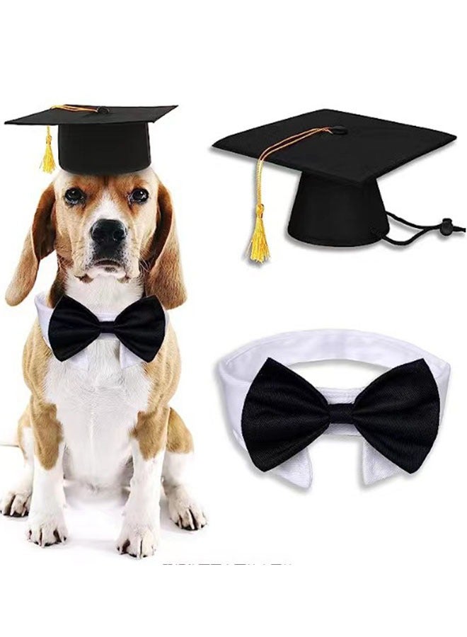 ZVEV Pet Graduation Caps and Bow Tie, Dog Graduation Hats with Yellow Tassel Costumes Pet Cosplay Graduation Set for Small Medium Large Dogs Cats Graduation Party Dress Costume Accessory - Image 1