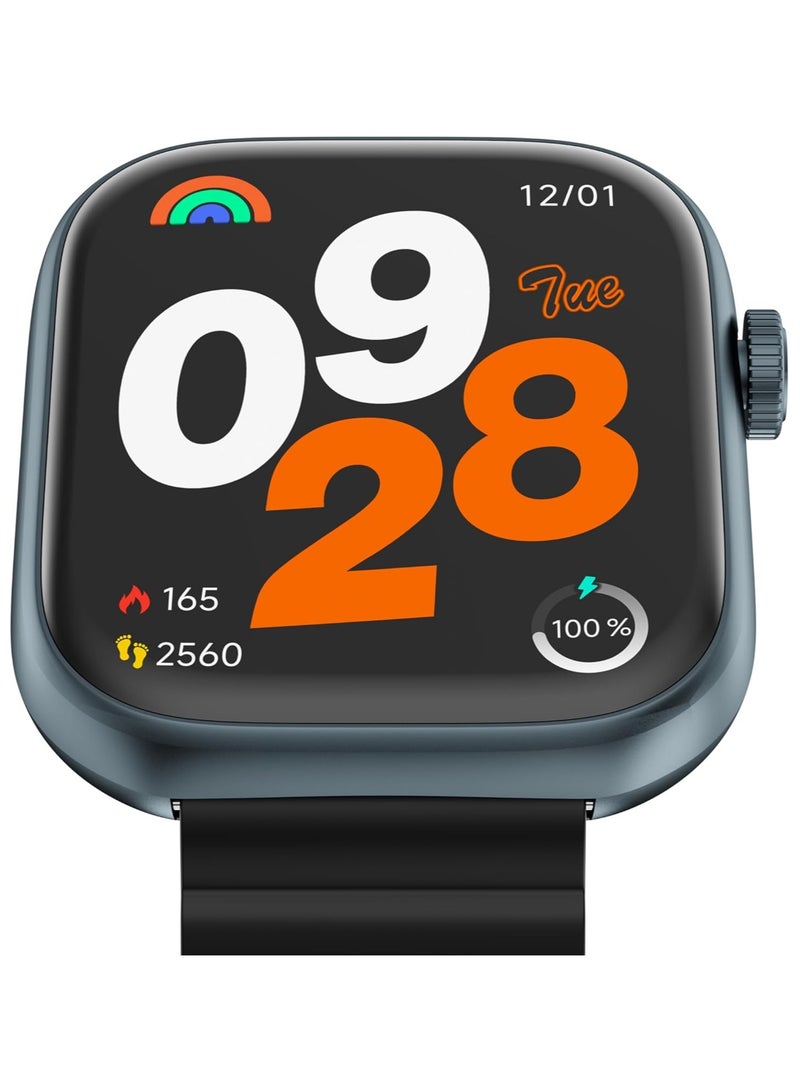 Imiki FRAME Lite ST2 Smartwatch – 1.96" Full View IPS Display, Bluetooth Calling, Magnetic Strap, Heart Rate & SpO2 Monitoring, Compatible with Android & iOS – Blue + Black/Red Strap  - Image 2