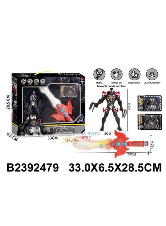 Venom superhero action figure with light saber and interactive music