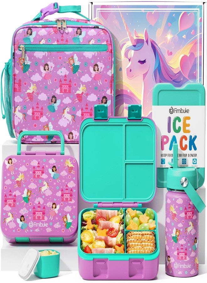 Fimibuke Bento Lunch Box for Kids - Toddler Snack Bento Box Container with 3 Compartments, Stainless Steel Water Bottle, Insulated Lunch Bag, Ice Pack Set for Ages 3-12 Girl Boy Daycare Back to School - Image 1