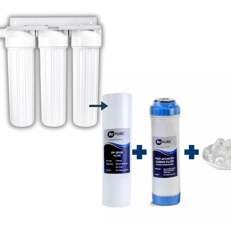 BePURE إعادة تعبئة لفلتر مياه المنزل MF 3 (فلتر منسوج + فلتر كربون + وسائط مضادة للتكلس) - Image 2
