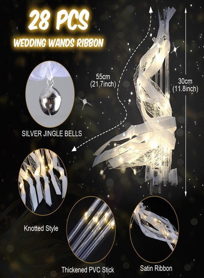 HONLYNE 28PCS Light up Wands for wedding, Wedding Wands Streamers with 3 Colorful Flashing Modes, Fairy Wands, LED Silk Fairy Wand with Bells for Wedding, New Year, Thanksgiving, Concert - Image 3