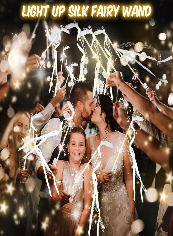 HONLYNE 28PCS Light up Wands for wedding, Wedding Wands Streamers with 3 Colorful Flashing Modes, Fairy Wands, LED Silk Fairy Wand with Bells for Wedding, New Year, Thanksgiving, Concert - Image 5