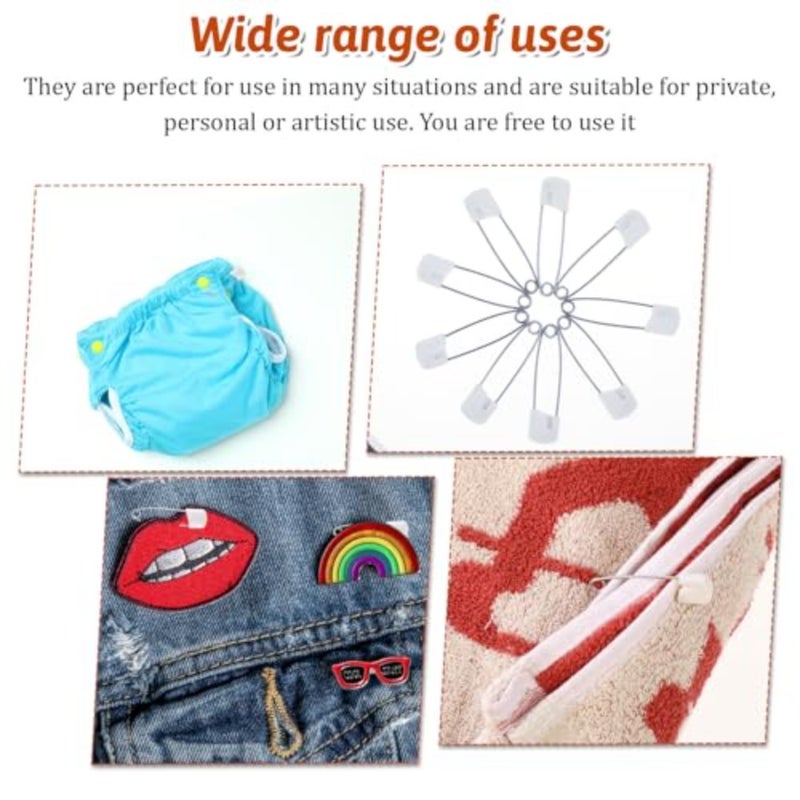 50 Pcs Diaper Pins, 2.2 Inch Plastic Head Safety Pin with Safe Locking Closures, Cloth Diaper Nappy Pins with Locking Closures Stainless Steel - Image 5