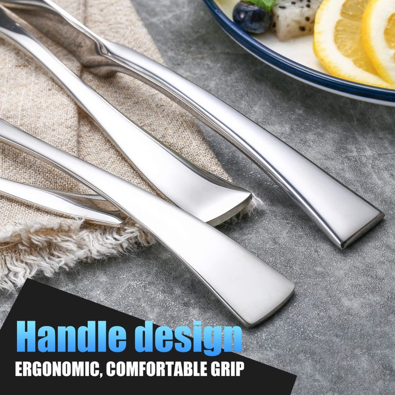 Lemeya 24-Piece Silverware Set for 6,Heavy Duty 18/10 Stainless Steel Cutlery Set with Forged Stand Knife,Modern Flatware Utensils Set,Forks Spoons and Knives Set,Mirror Polished,Dishwasher Safe - Image 5