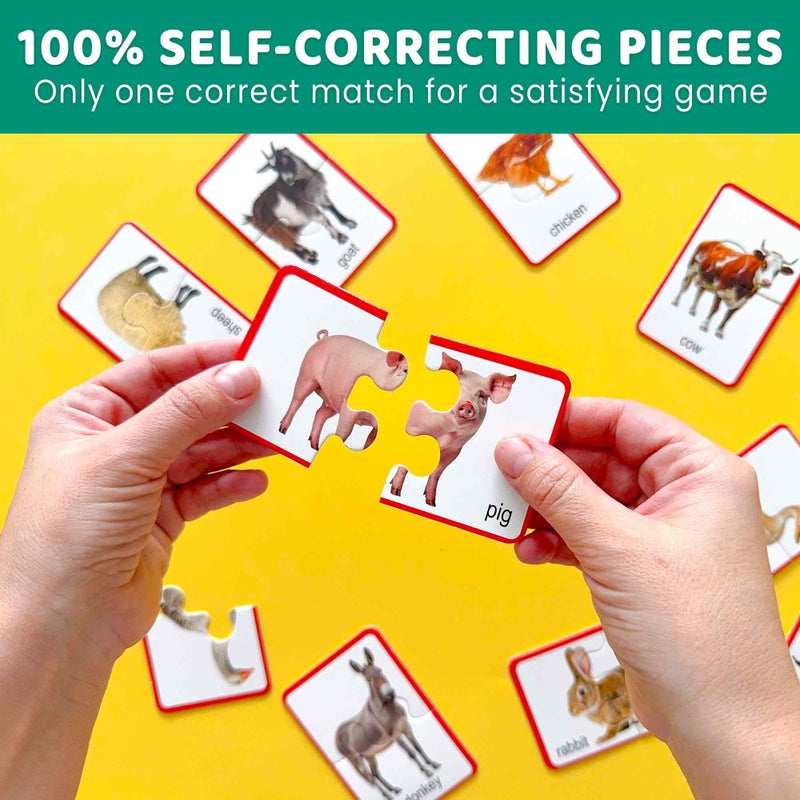 QUOKKA Toddler Puzzles Ages 2-4 â€“ 100% Self-Correcting 16 Realistic Matching Farm Animals â€“ Educational Toddler Puzzles Ages 1-3 with 32 Pieces - Memory Matching Games for 3-5 Years Old Boys and Girls - Image 3
