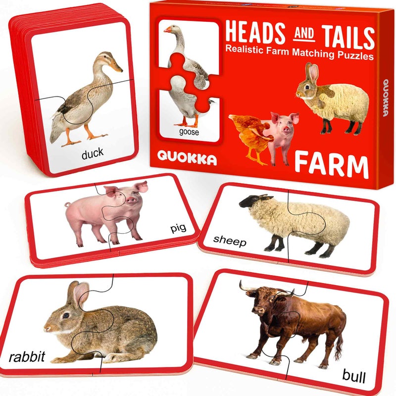 QUOKKA Toddler Puzzles Ages 2-4 â€“ 100% Self-Correcting 16 Realistic Matching Farm Animals â€“ Educational Toddler Puzzles Ages 1-3 with 32 Pieces - Memory Matching Games for 3-5 Years Old Boys and Girls - Image 1
