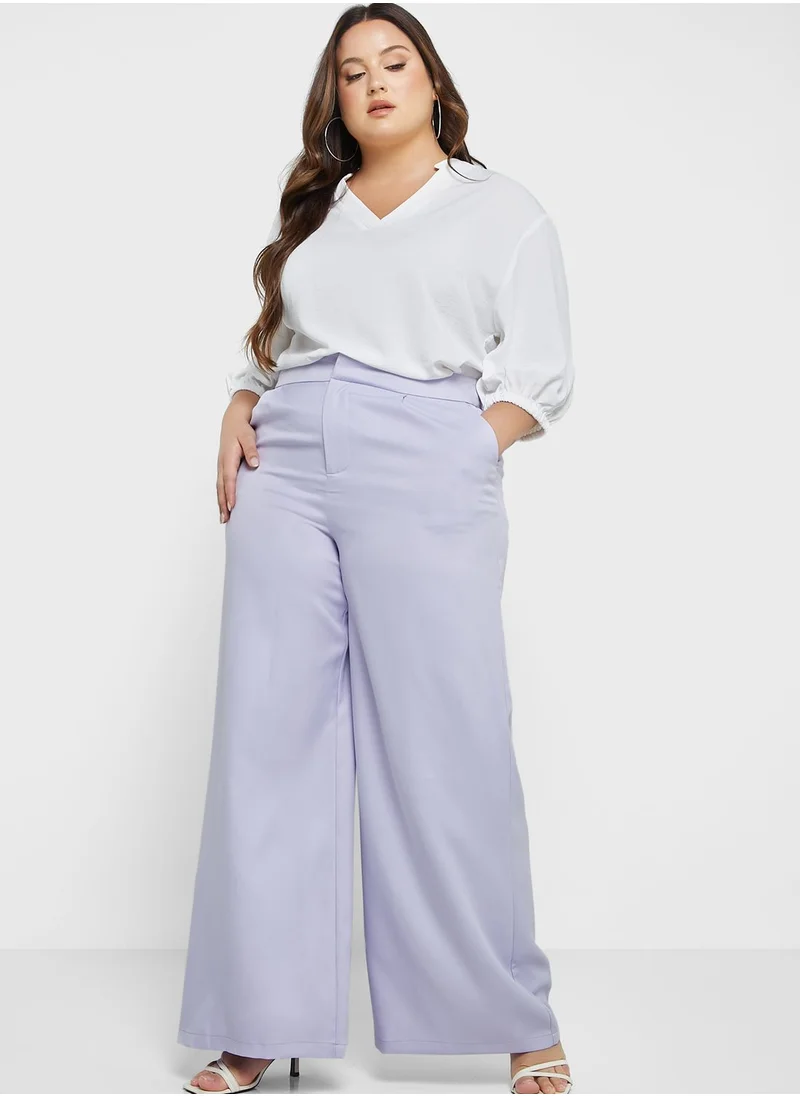Ella Plus Pintuck Detail High Waist Pants