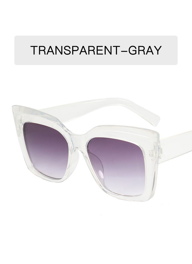 Fashion Retro erfly Sunglasses Large Frame Womens Shades Transparent frame double gray sheet