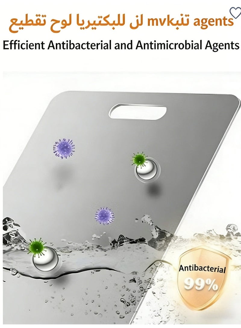 Stainless Steel  Board Double-Sided Chopping Board Non-Slip  Board for Meat, Cheese, Fruit, Vegetables, Dishwasher Safe(Size: 39 X 28 CM) - Image 3