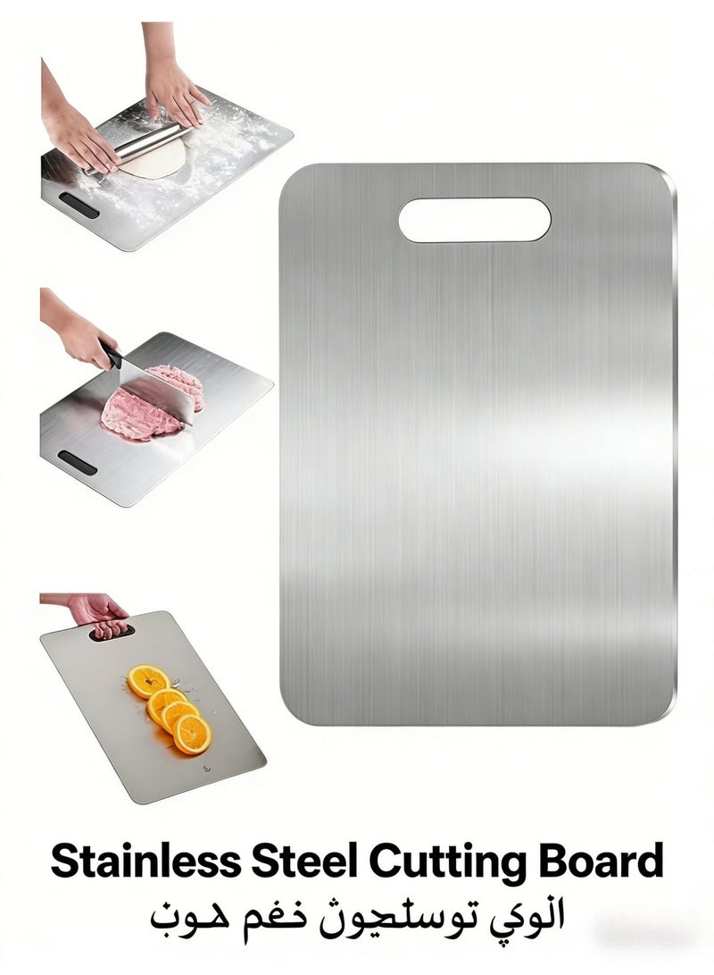 Stainless Steel  Board Double-Sided Chopping Board Non-Slip  Board for Meat, Cheese, Fruit, Vegetables, Dishwasher Safe(Size: 39 X 28 CM) - Image 2