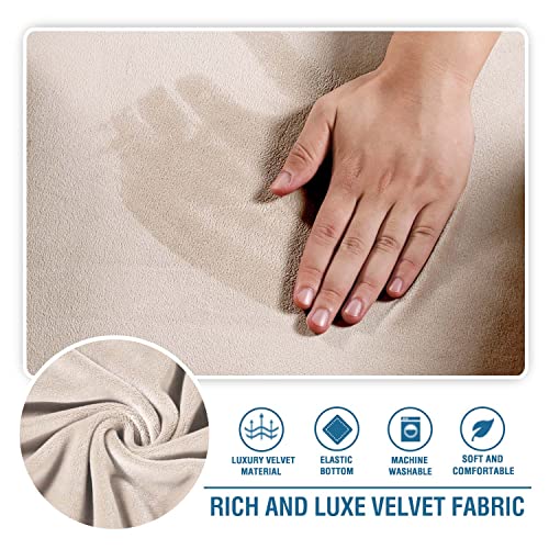H.VERSAILTEX Chaise Lounge Cover Indoor Velvet Chaise Slipcover High Stretch Lounge Chair Cover Luxury Armless Chaise Cover for Living Room, Machine Washable, Ivory - Image 3