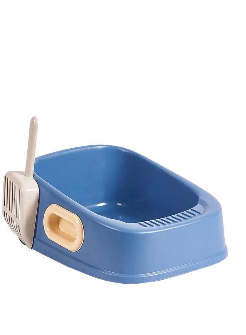 Cat Litter Tray with Litter Spoon Cat Cleaning Bath Basin Deep Toilet for Kittens - Image 1
