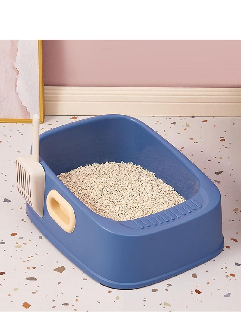 Cat Litter Tray with Litter Spoon Cat Cleaning Bath Basin Deep Toilet for Kittens - Image 2