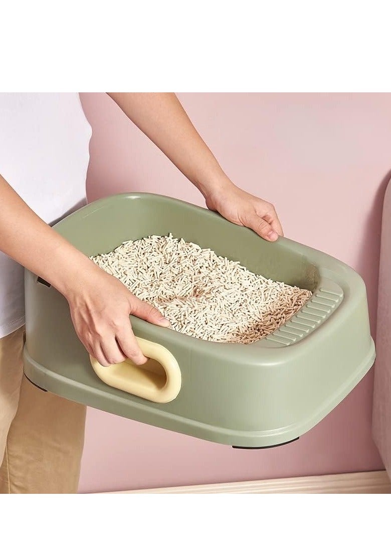 Cat Litter Tray with Litter Spoon Cat Cleaning Bath Basin Deep Toilet for Kittens - Image 4
