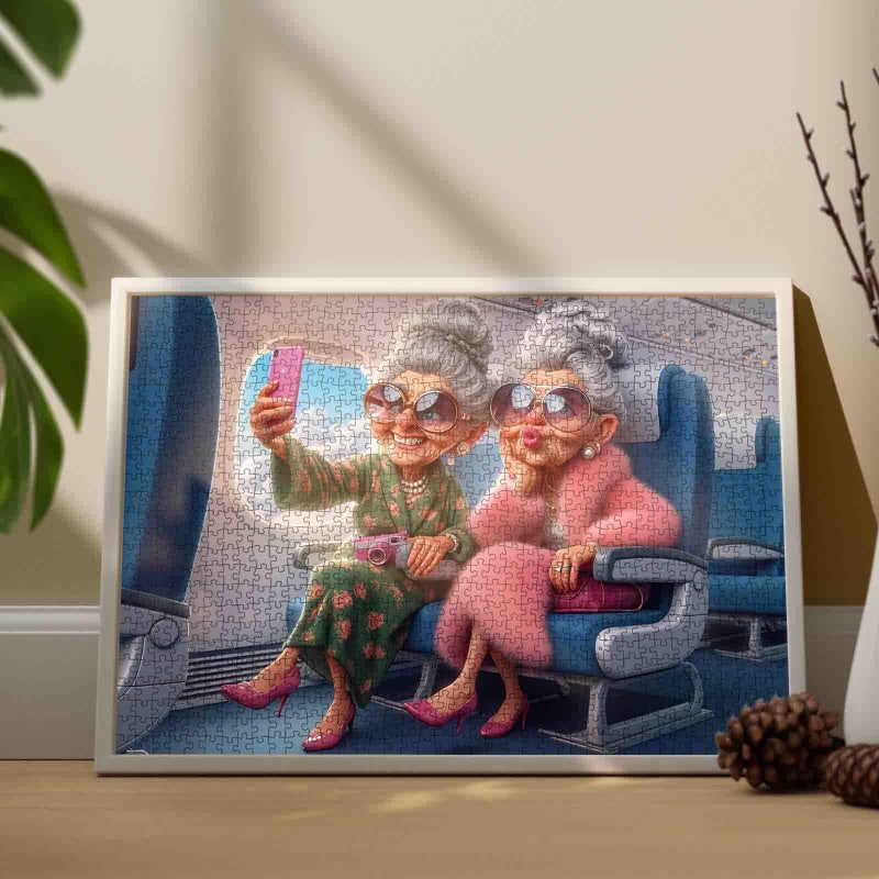 Tucocoo Old Friend 1000 Piece Puzzles for Adults Fashionable Old Lady Jigsaw Puzzle for Women Funny Travel 1000 Pieces Jigsaw Puzzles for Adults Gift for Grandma Fun Games - Image 4