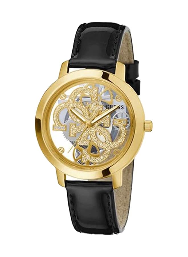 جس ساعة للنساء بحركة كوارتز وعرض تناظري وحزام جلدي أسود Gw0383L1 وحزام أسود وحزام أسود - Image 1