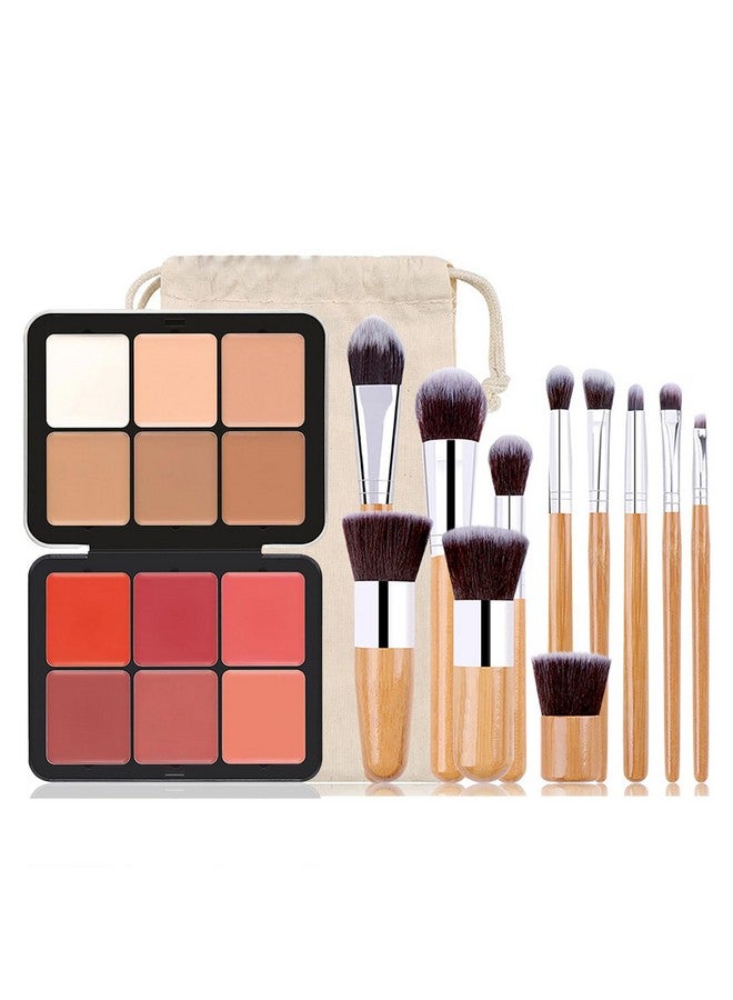 FantasyDay 6 Colors Cream Concealer And Face Blush Palette Fantasyday Long Lasting Full Coverage Conceals Corrects Foundation Camouflage Contour Kit For Correcting Dark Circles Acne Blemish + 11 Makeup Brush - Image 1