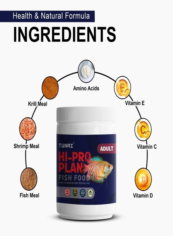 Tunai HI-PRO Plan 55% Protein Reinforced Fish Food |100g, 1mm Pellets| Can be Fed for Medium & Adult Sized Goldfish, Betta. Angelfish, Molly, Tetra, Dwarf Gourami, Small Koi - Image 5