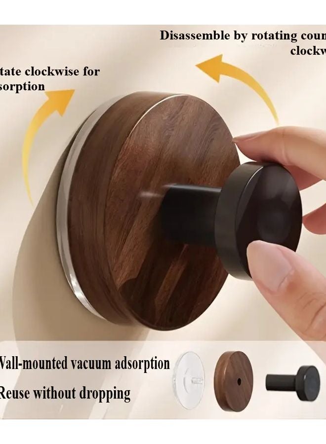 قطعتان من خطافات الحائط الجوزية المتينة بدون حفر مع كؤوس شفط متعددة الأغراض لتعليق المناشف - Image 4