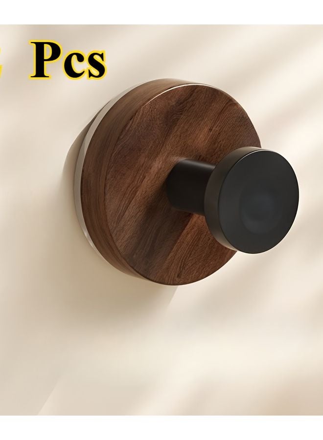 قطعتان من خطافات الحائط الجوزية المتينة بدون حفر مع كؤوس شفط متعددة الأغراض لتعليق المناشف - Image 1