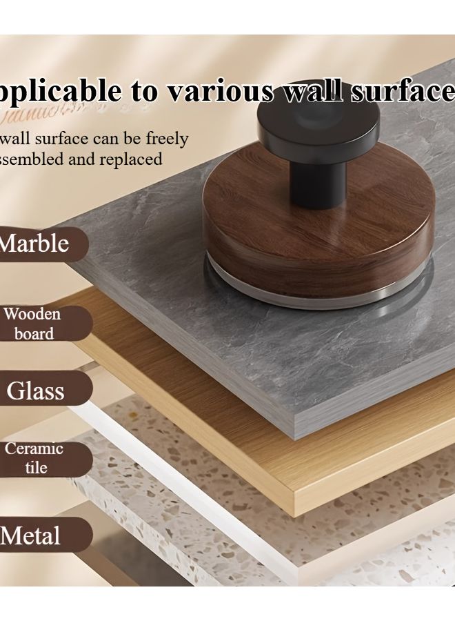 قطعتان من خطافات الحائط الجوزية المتينة بدون حفر مع كؤوس شفط متعددة الأغراض لتعليق المناشف - Image 5