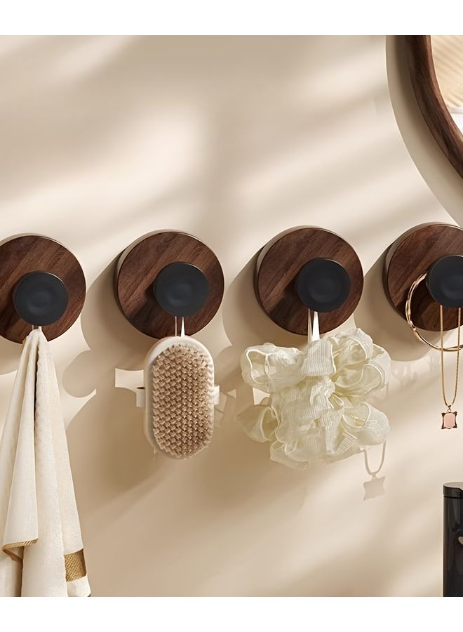 قطعتان من خطافات الحائط الجوزية المتينة بدون حفر مع كؤوس شفط متعددة الأغراض لتعليق المناشف - Image 2