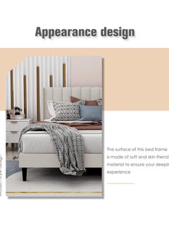 Wooden Twist Wooden Twist Modern Rectangular Upholstery Bed with Soft Wingback (King)  - Image 3