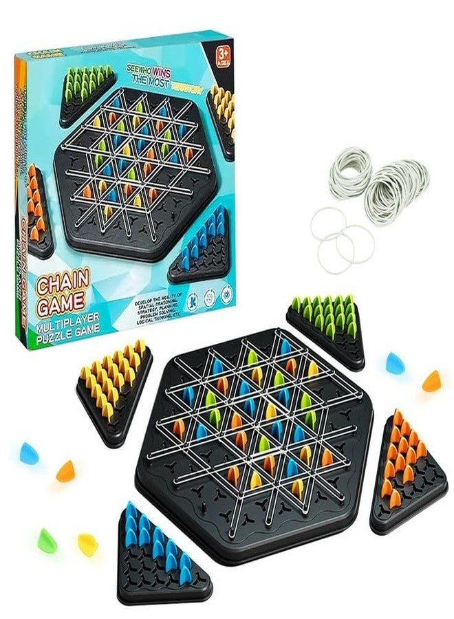 Aakrivaa Chain Triangle Chess Game – Fast-Paced Rubber‑Band Board Game for 2–4 Players – Strategy, Critical Thinking & Speed – Family‑Friendly Puzzle for Kids & Adults - Image 2