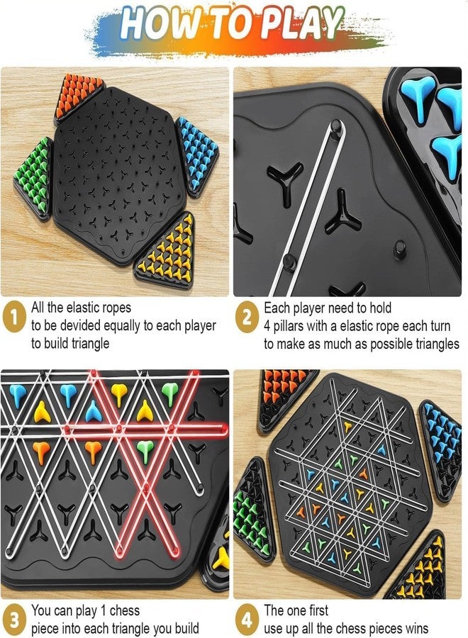 Aakrivaa Chain Triangle Chess Game – Fast-Paced Rubber‑Band Board Game for 2–4 Players – Strategy, Critical Thinking & Speed – Family‑Friendly Puzzle for Kids & Adults - Image 3