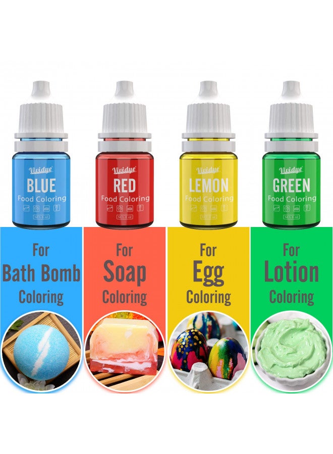 Vividye مجموعة ألوان الطعام - 24 لون زاهي لمجموعة ألوان الطعام للخبز، تزيين الكعك، الفوندان، البسكويت والماكرون - صبغة طعام سائلة بلا طعم لصنع الحرف اليدوية - زجاجات سعة .25 أونصة سائلة - Image 5