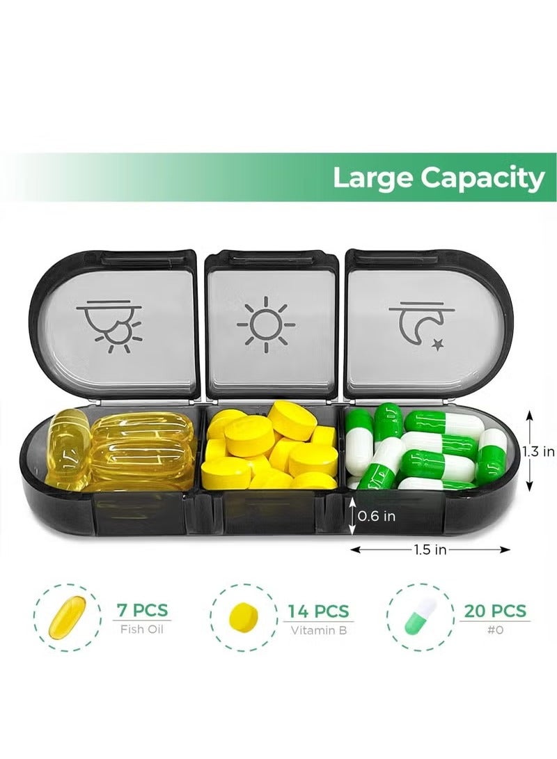 Weekly Pill Organizer 3 Times A Day, Portable Travel Pill Box 7 Day with Large Compartments, Portable Travel Pill Case for Vitamins, Medicine, Fish Oils, Supplements (Black) - Image 2