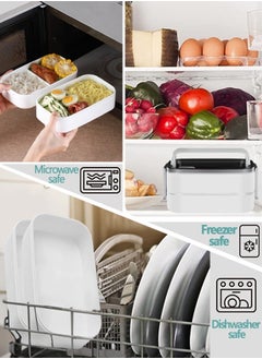 SUCITY 2- Layer Leakproof Bento Box-Large Lunch Box with Compartments und Cutlery Set-Food Picks for Lunch Box Containers for Adults-Microwave Food SafeBento Boxes  - Image 3