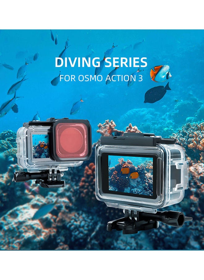 O Ozone Waterproof Case Housing with 3 Pack Filter for DJI OSMO Action 3 Action Camera Accessories Diving Depth 134.2 ft (40 m) Underwater Photography Protective Shell  - Image 3