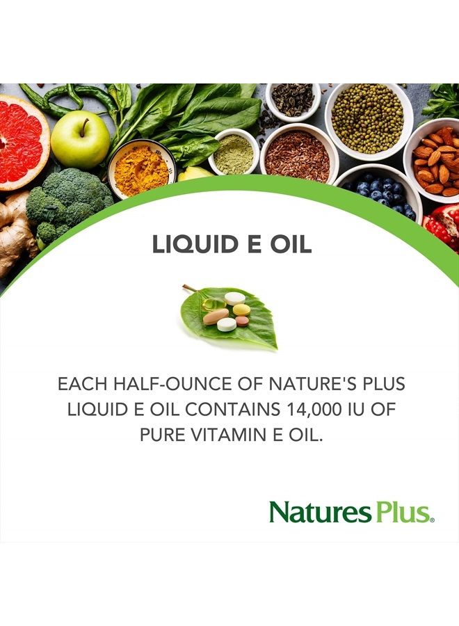 Nature's Plus زيت فيتامين E من ناتشرز بلس - 14,000 وحدة دولية - 5 أونصات سائلة - يرطب الوجه والبشرة، يقلل البقع البنية، يقوي الأظافر، يعزز نمو الشعر، مضاد للأكسدة، مضاد للشيخوخة - نباتي - Image 2