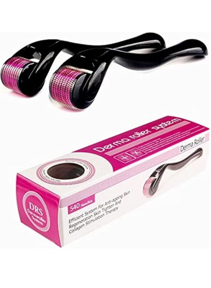 Derma Roller رولر ديرما 0.5 مم بـ 540 إبرة لنمو الشعر، أداة تدليك للوجه لعلاج التجاعيد الدقيقة، مكافحة الشيخوخة، ندبات حب الشباب، وعلامات التمدد مع علبة شفافة - Image 2