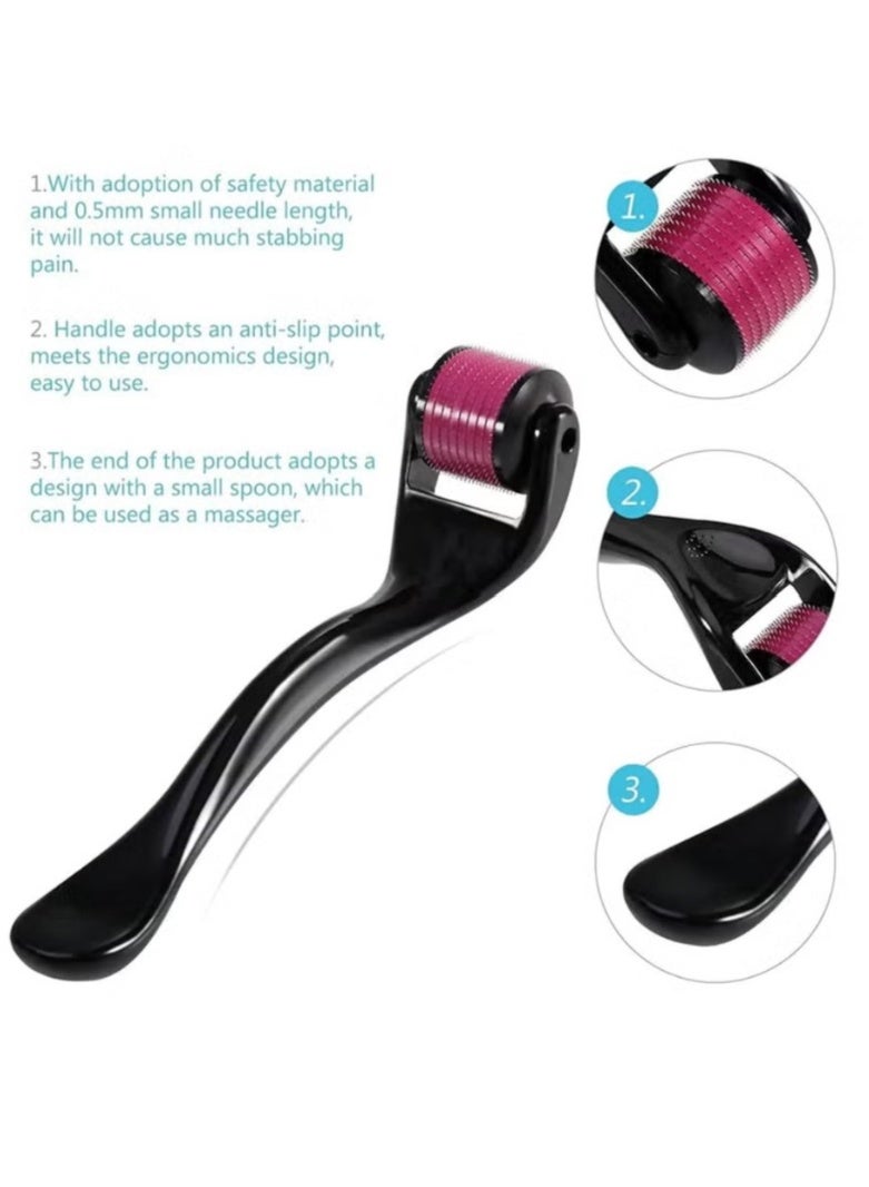 Derma Roller رولر ديرما 0.5 مم بـ 540 إبرة لنمو الشعر، أداة تدليك للوجه لعلاج التجاعيد الدقيقة، مكافحة الشيخوخة، ندبات حب الشباب، وعلامات التمدد مع علبة شفافة - Image 3