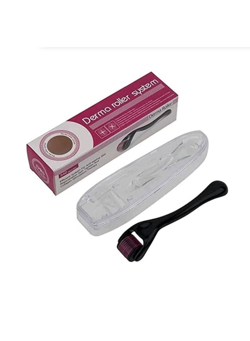 Derma Roller رولر ديرما 0.5 مم بـ 540 إبرة لنمو الشعر، أداة تدليك للوجه لعلاج التجاعيد الدقيقة، مكافحة الشيخوخة، ندبات حب الشباب، وعلامات التمدد مع علبة شفافة - Image 1