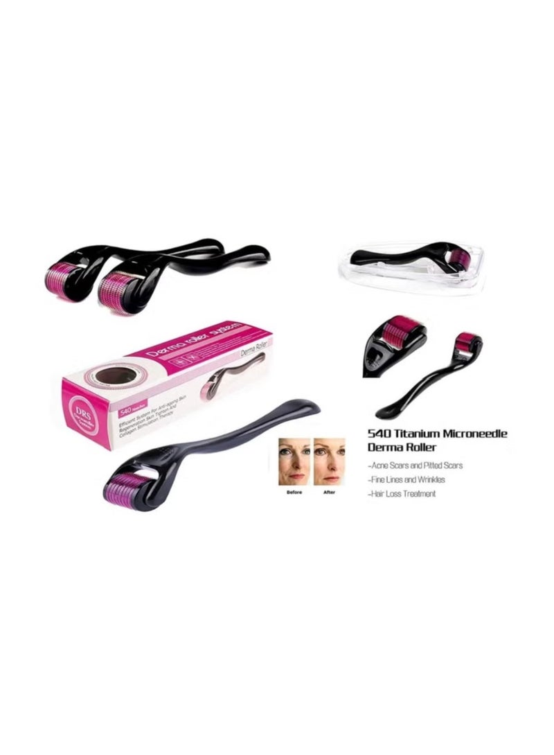 Derma Roller رولر ديرما 0.5 مم بـ 540 إبرة لنمو الشعر، أداة تدليك للوجه لعلاج التجاعيد الدقيقة، مكافحة الشيخوخة، ندبات حب الشباب، وعلامات التمدد مع علبة شفافة - Image 4