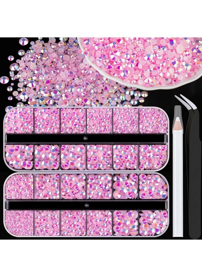 BELLEBOOST 3500Pcs Resin Rhinestones Kits, 2/3/4/5/6Mm Flatback Jelly Rhinestones, 2 Box Light Pink Ab Non Hotfix Crystal Gems For Diy Crafts Mugs Bottles Tumblers Clothes Makeup Nail Manicure  - Image 1