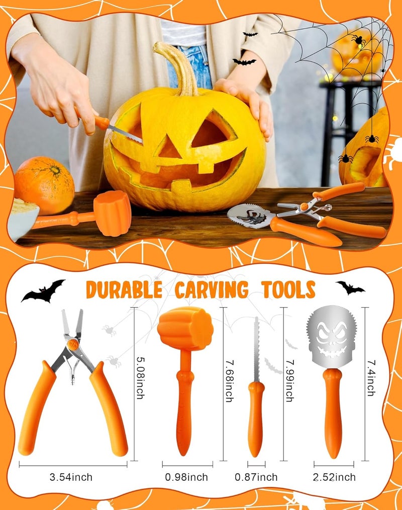 Roohiseng Pumpkin Carving Kit Tools for Kids, Halloween Cookie Cutters Set Stainless Steel, Safe Pumpkin Carving Stencils DIY Halloween Decoration Jack O Lanterns (27) - Image 3