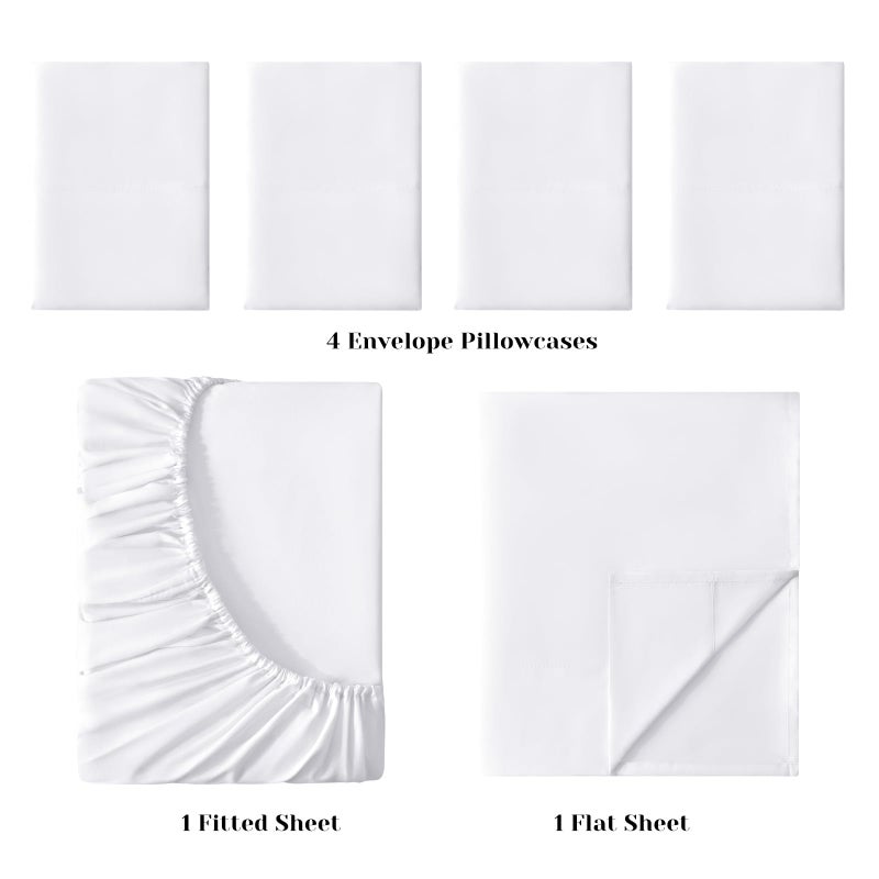 BYSURE Hotel Luxury Bed Sheets Set 6 Piece(California King, White) - Super Soft 1800 Thread Count 100% Microfiber Sheets with Deep Pockets, Wrinkle & Fade Resistant - Image 3