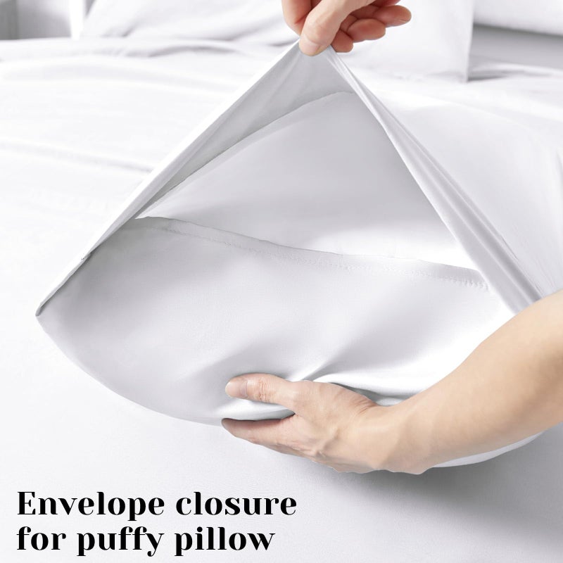 BYSURE Hotel Luxury Bed Sheets Set 6 Piece(California King, White) - Super Soft 1800 Thread Count 100% Microfiber Sheets with Deep Pockets, Wrinkle & Fade Resistant - Image 5