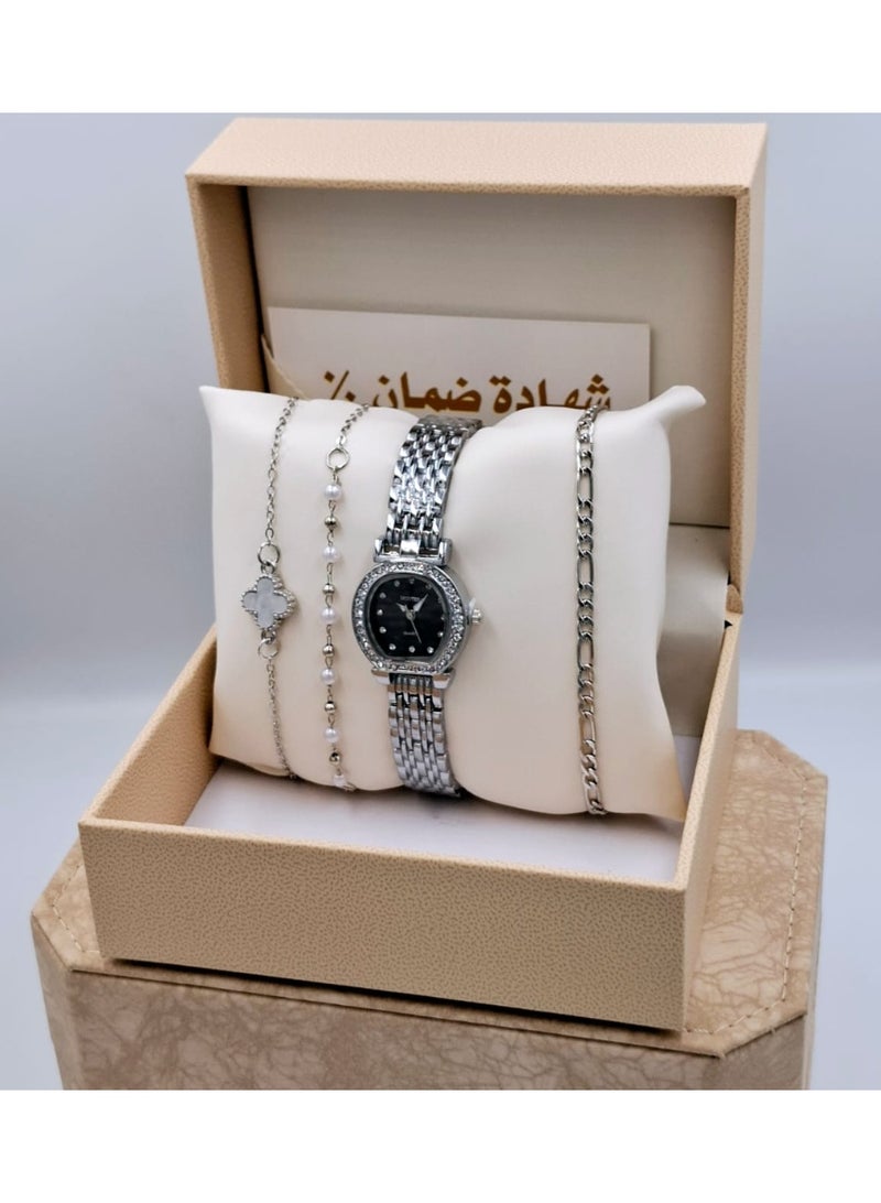 فاندر بلو طقم نسائي مكون من ساعه وثلاث اساور انيقه ماركه فندر بلو