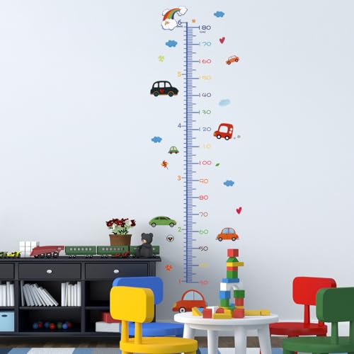 DEKMILE Cartoon Car Self-adheve Vinyl Nursery Wall Decal Baby Growth Chart Sticker for Bedroom Play Room - Image 2