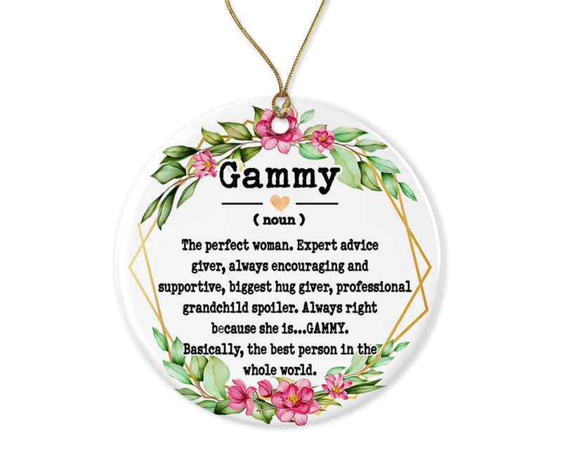 WolfeDesignPDD Gammy Noun Ornament  Christmas Ornament for Gammy  Mothers Day Ornament  Gammy Gifts  Gammy Definition  Keepsake Printed on Both Sides