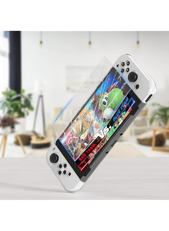 هاي ستوب حافظة متوافقة مع جهاز نينتندو سويتش، طراز OLED، مجموعة ملحقات 9 في 1 لجهاز نينتندو سويتش 2021، طراز OLED، مع غطاء حماية قابل للتركيب، واقي شاشة HD Switch، وأغطية قبضة الإبهام - Image 5