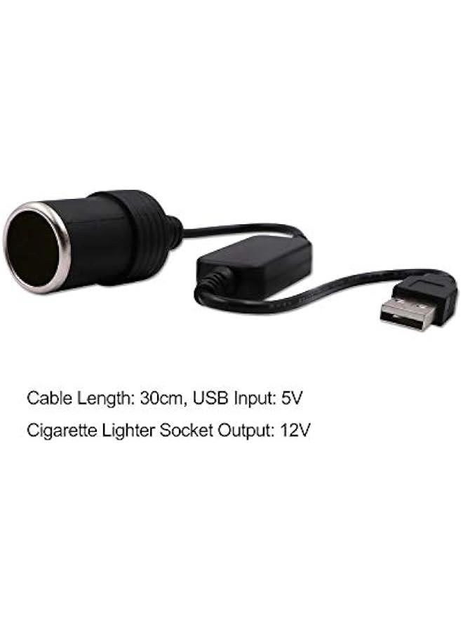 USB A Male to 12V Car Cigarette Lighter Socket Female Converter Cable 2-Pack - Image 2