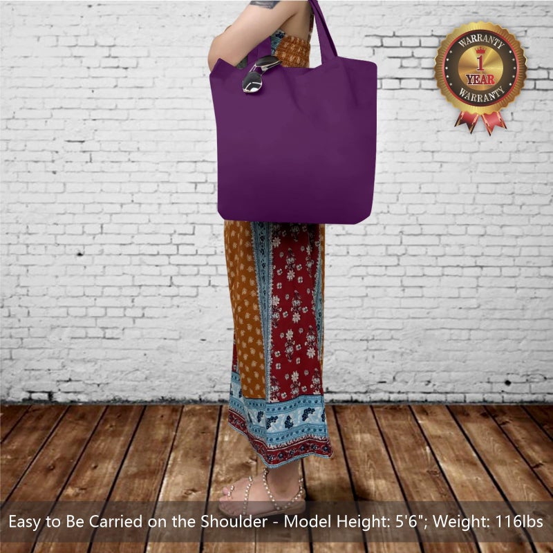 TOPDesign 1-Pack Super Strong Large 12oz Cotton Canvas Tote Bag, Reusable Grocery Shopping Cloth Bag, Fashionable Two-Tone Tote for Crafts, DIY Your Creative Designs - Image 2