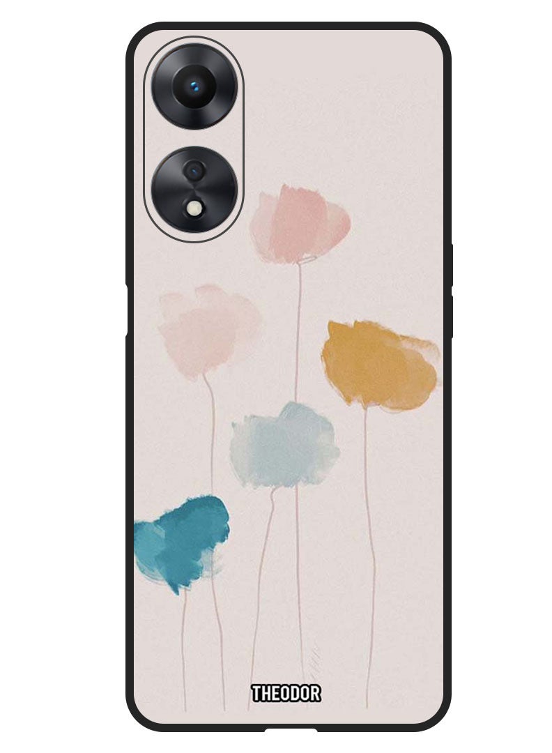 Theodor Protective Case Anti Scratch Shock Proof Bumper Cover For Oppo A98 Flower Paint - Image 1